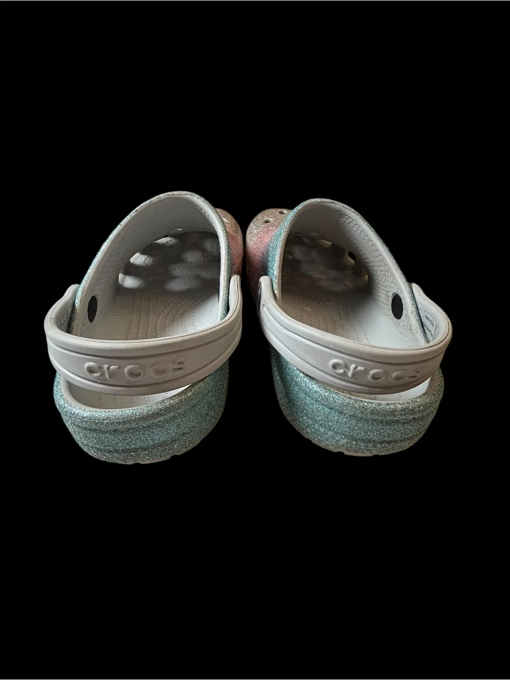 CROCS Kids Glitter Ombre Clogs - Pink Blue Silver